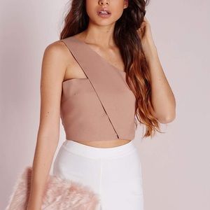 Missguided Nude One Shoulder Crop Top
